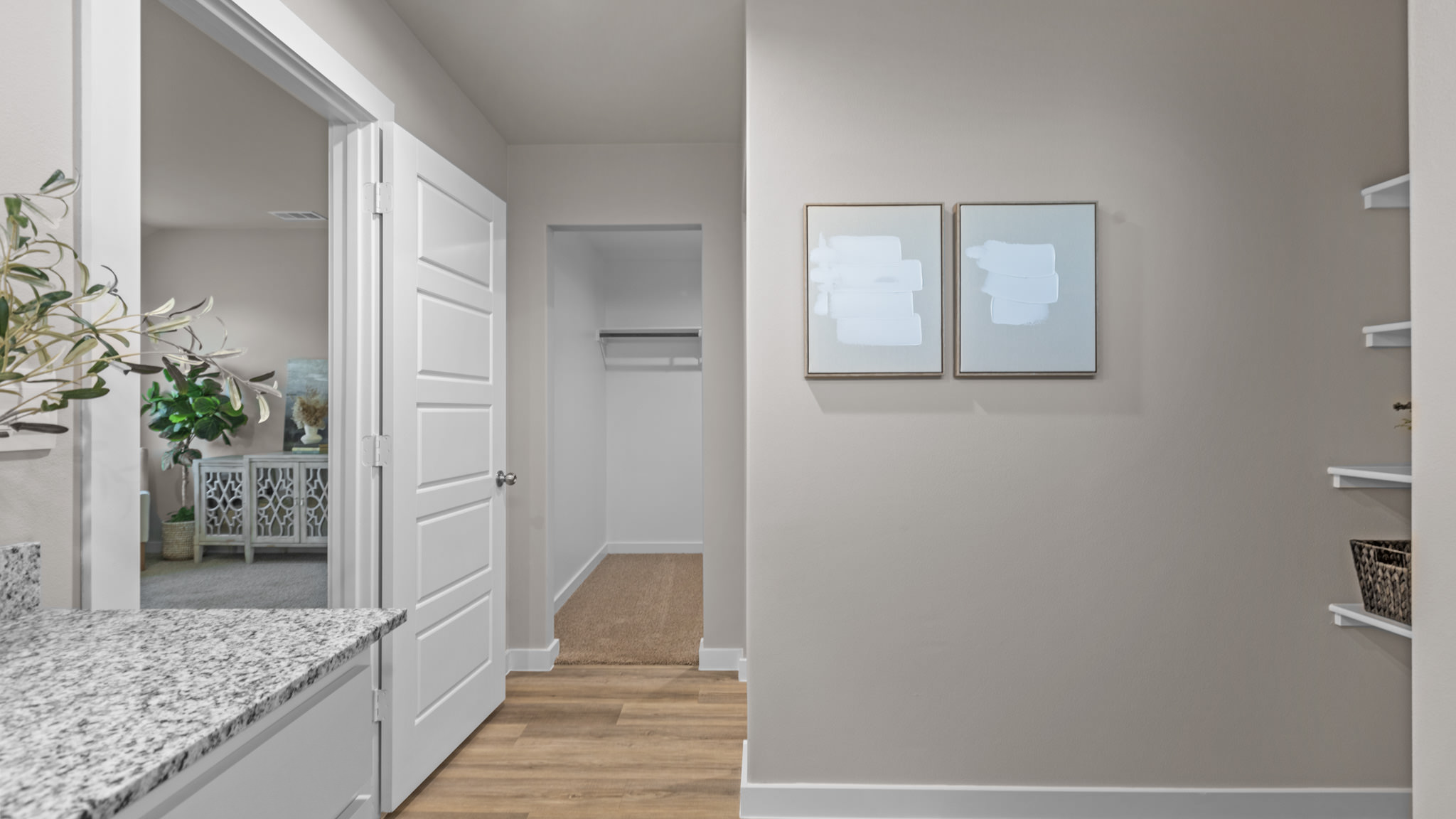 Primary bathroom with private water closet and walk-in closet