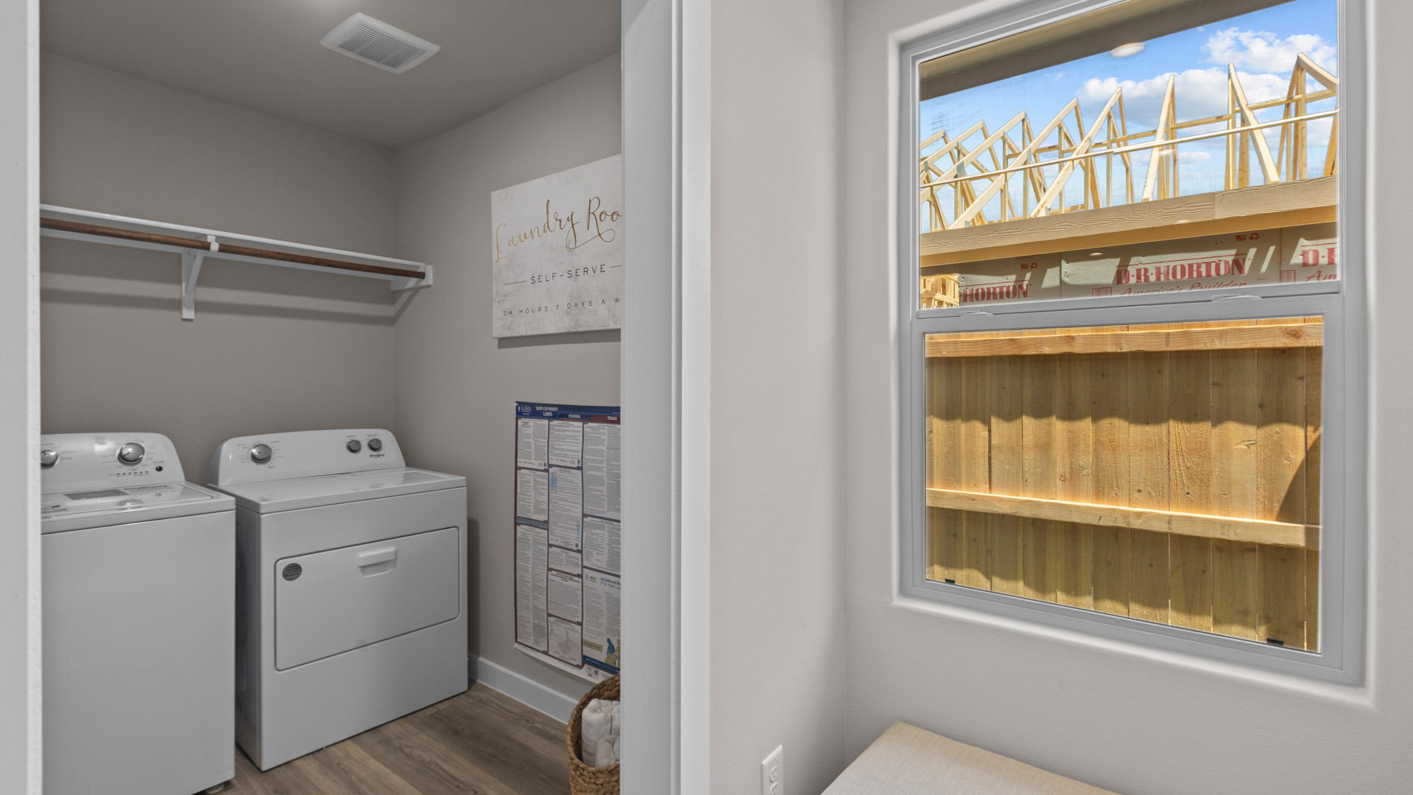 Laundry room and utility closet space with extra storage
