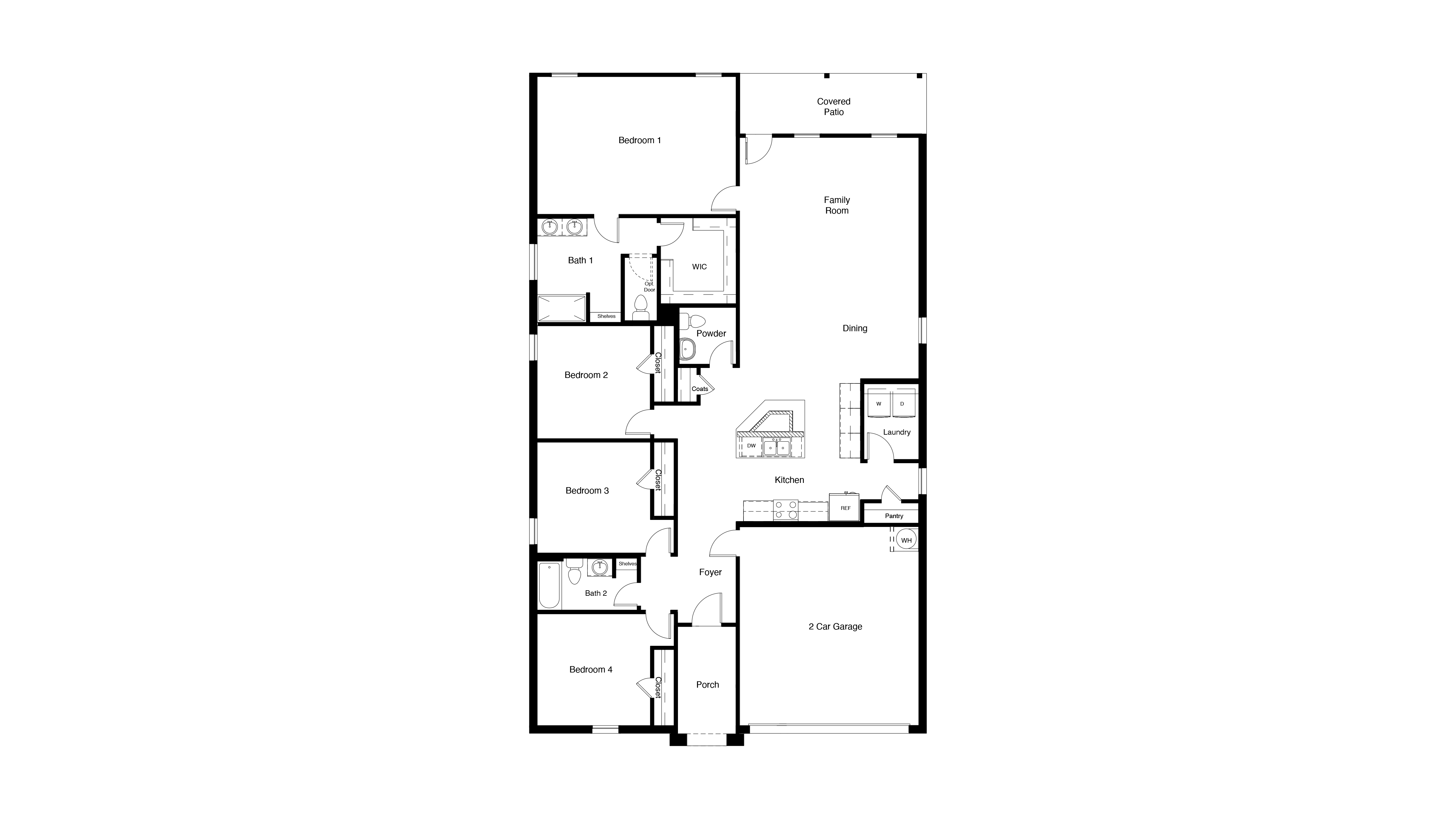 Floor plan and layout for Kirby single-story family home