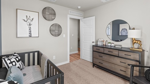 Blue nursery room with modern decor