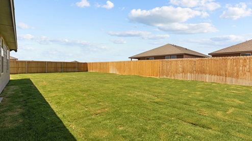 Spacious backyard with lush lawn