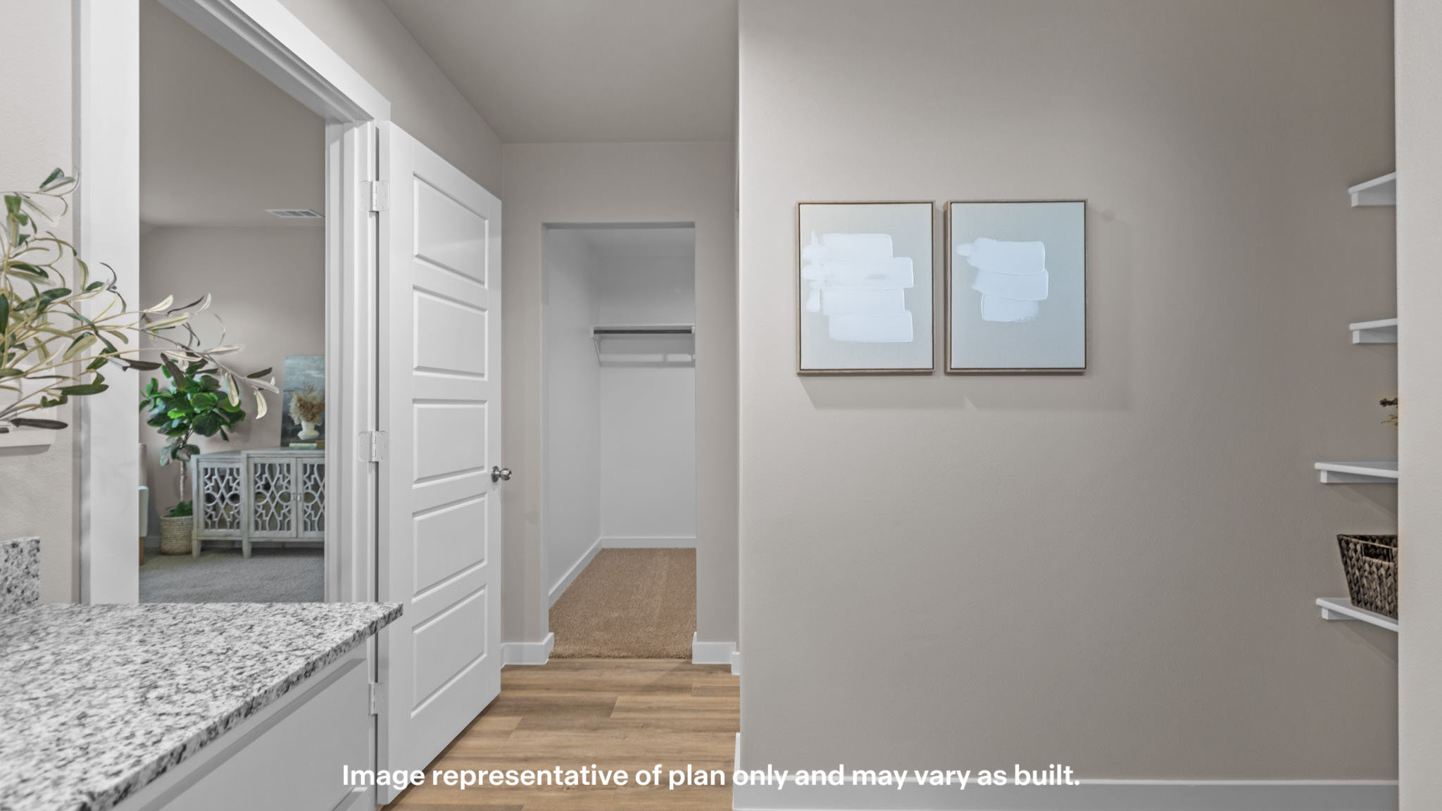 Primary bathroom with private water closet and walk-in closet