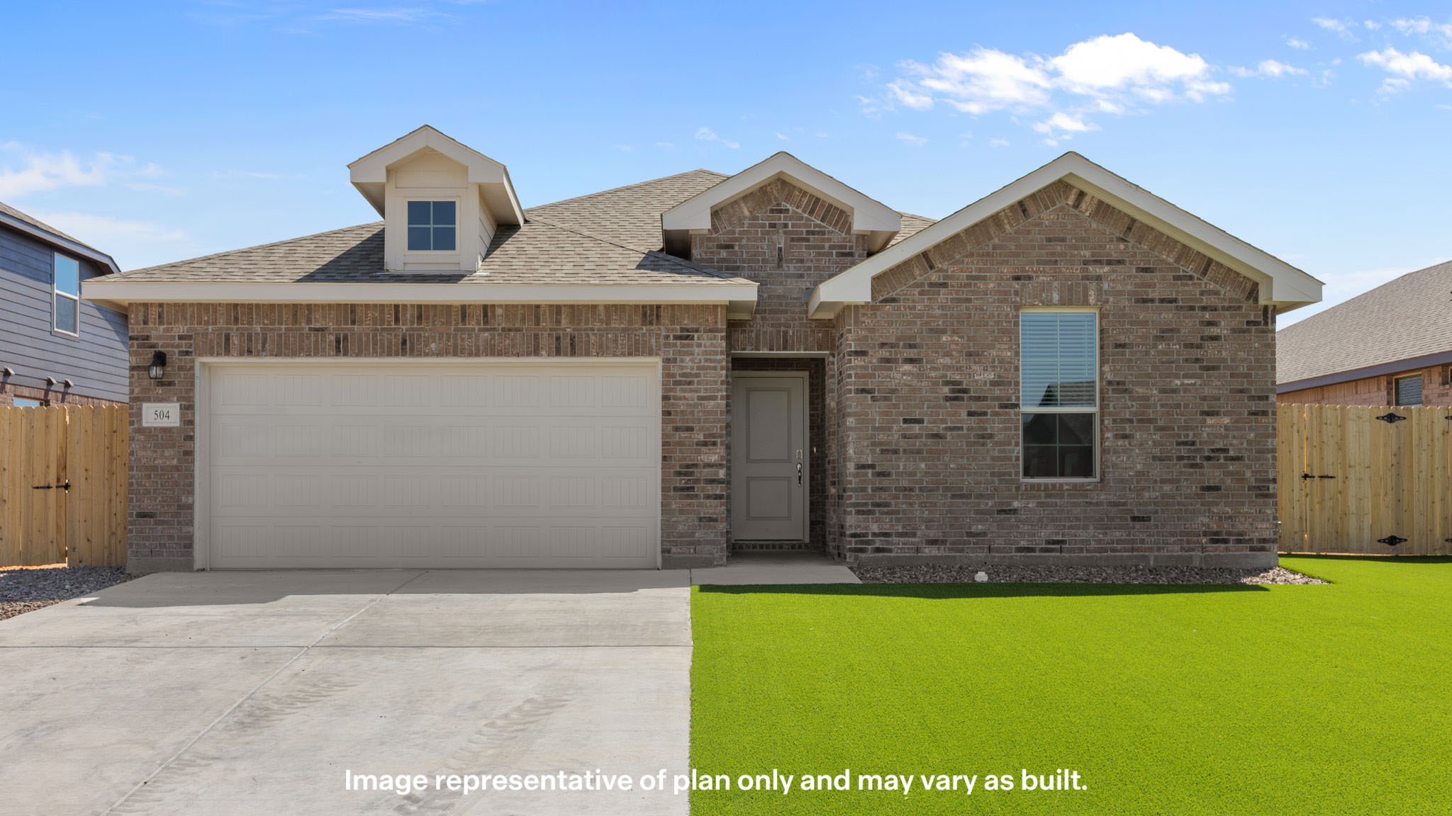 Exterior of single story modern brick style home