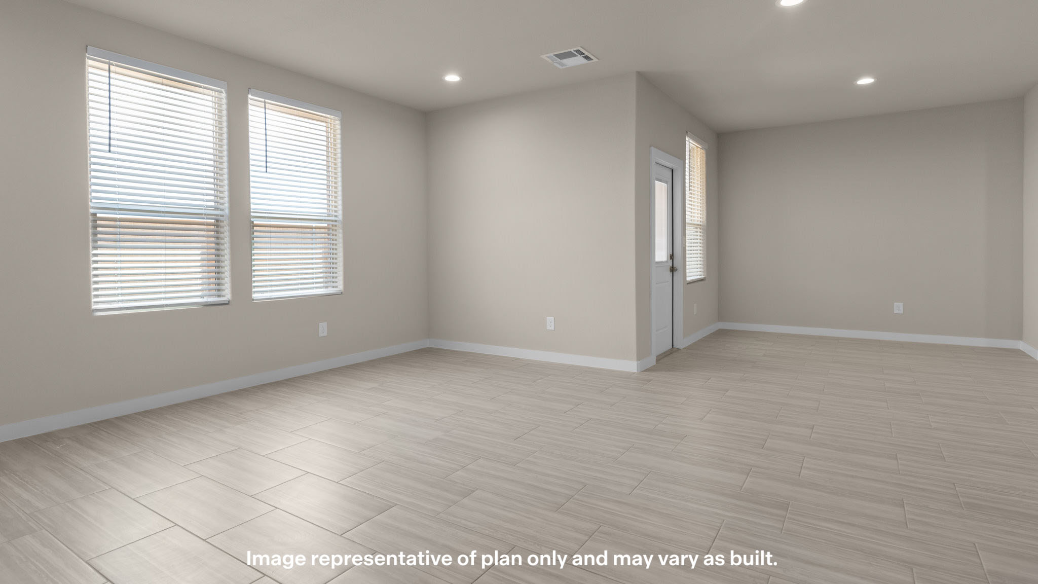 Open living and family room area with ample natural light