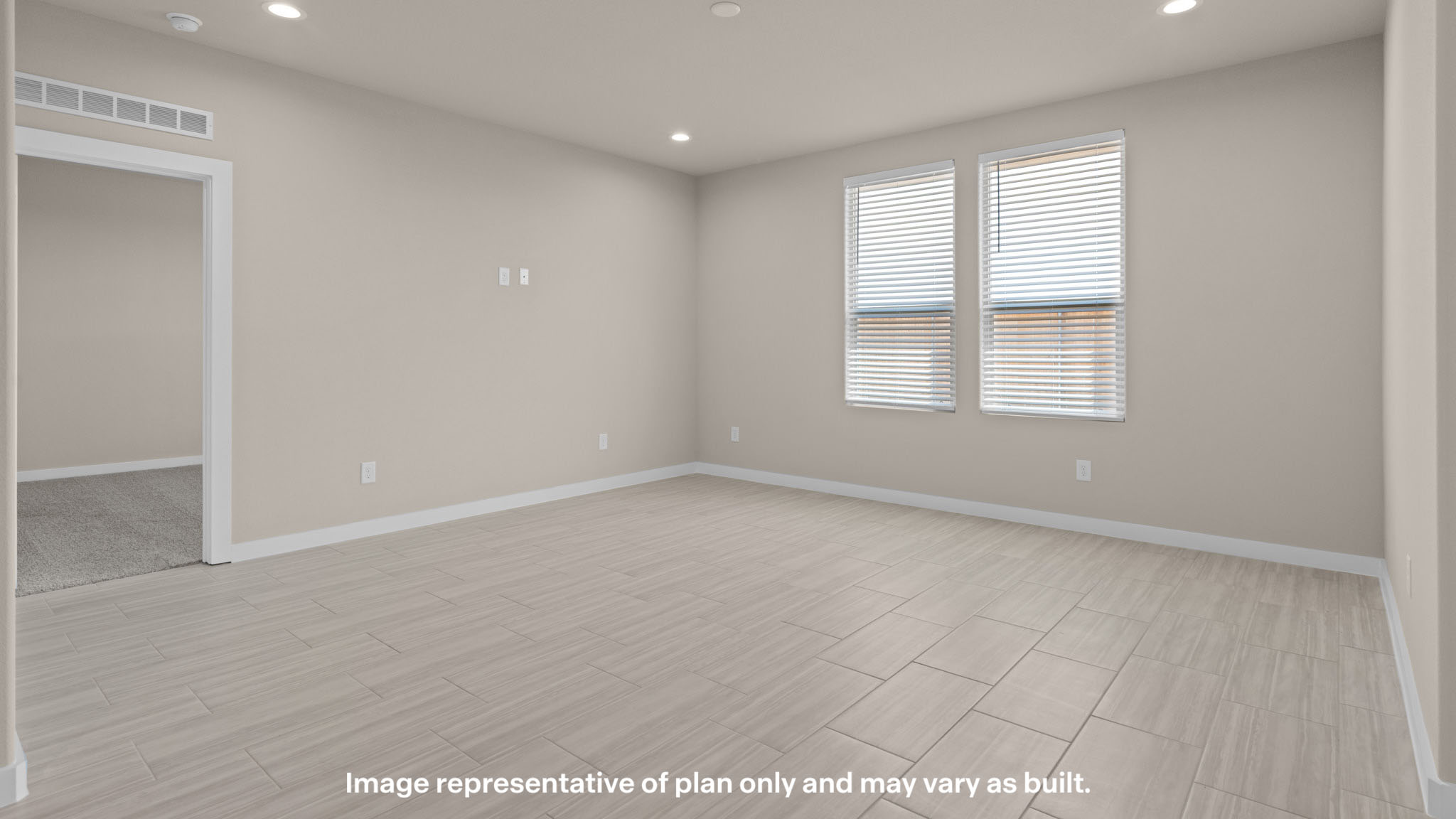 Open concept kitchen, living, family, and dining room space