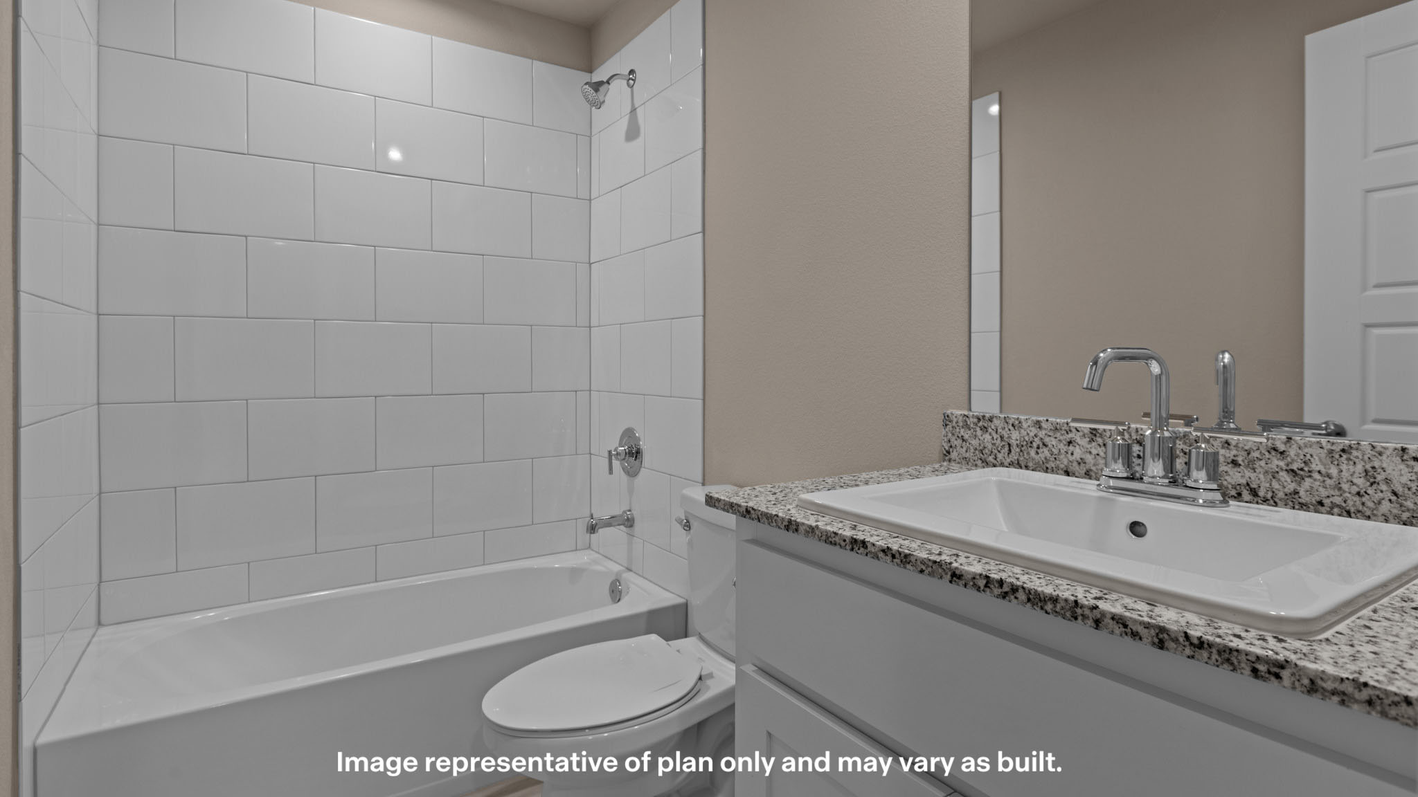 Upstairs guest bathroom with combination shower and bathtub