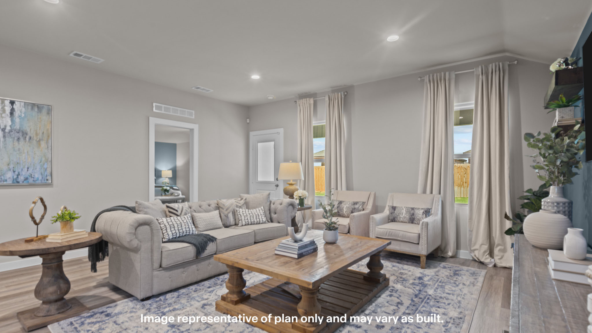 Open concept kitchen, living, family, and dining room space