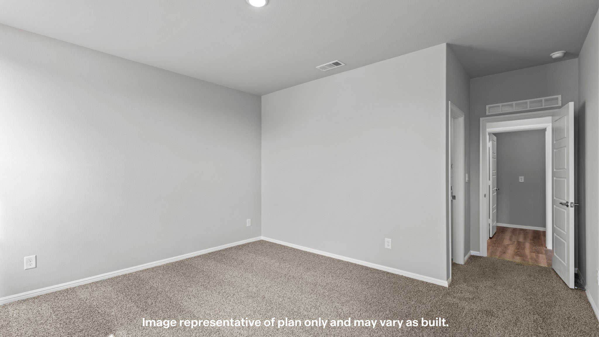 Primary bedroom with private attached bathroom and walk-in closet