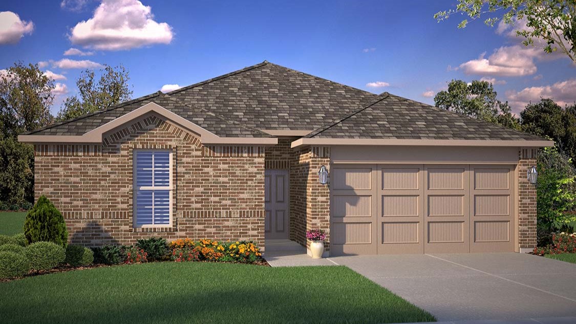 Exterior rendering of single story modern brick style home