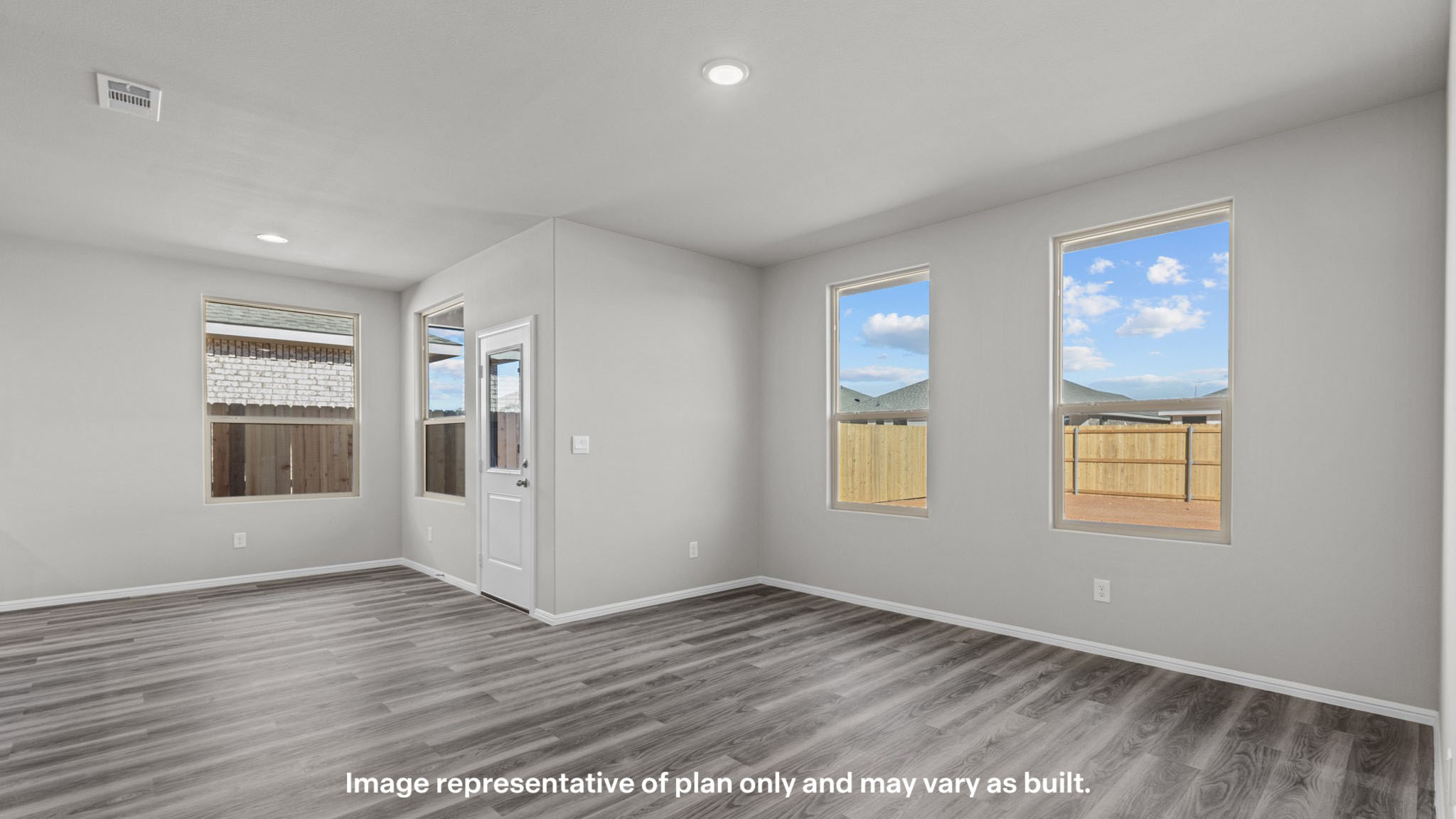 Open concept kitchen, living, family, and dining room space