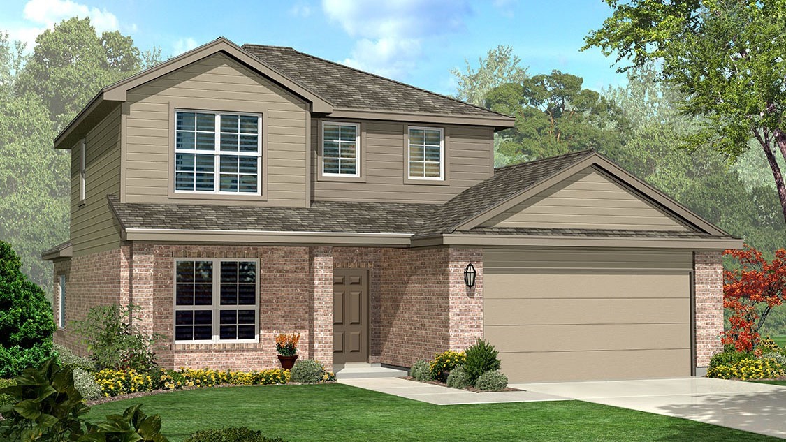 Exterior rendering of two story modern brick home