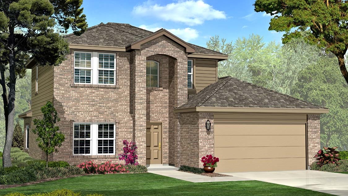 Exterior rendering of two story modern brick home