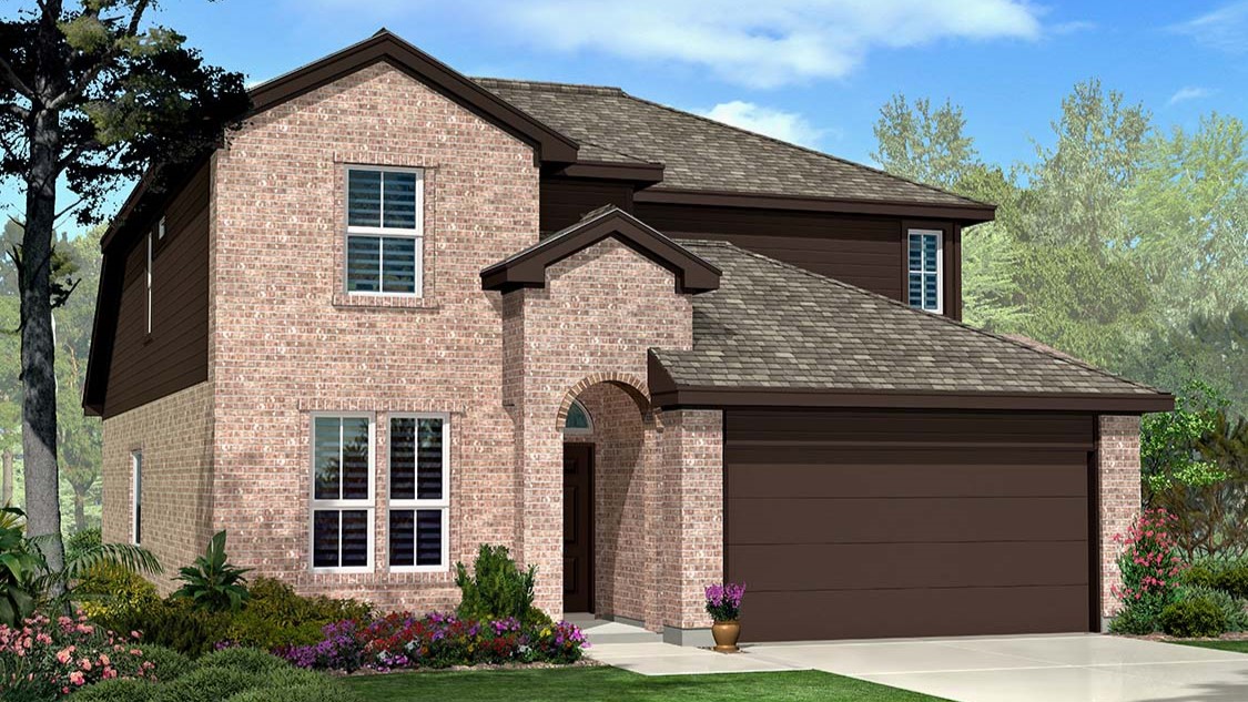 Exterior rendering of two story modern brick home