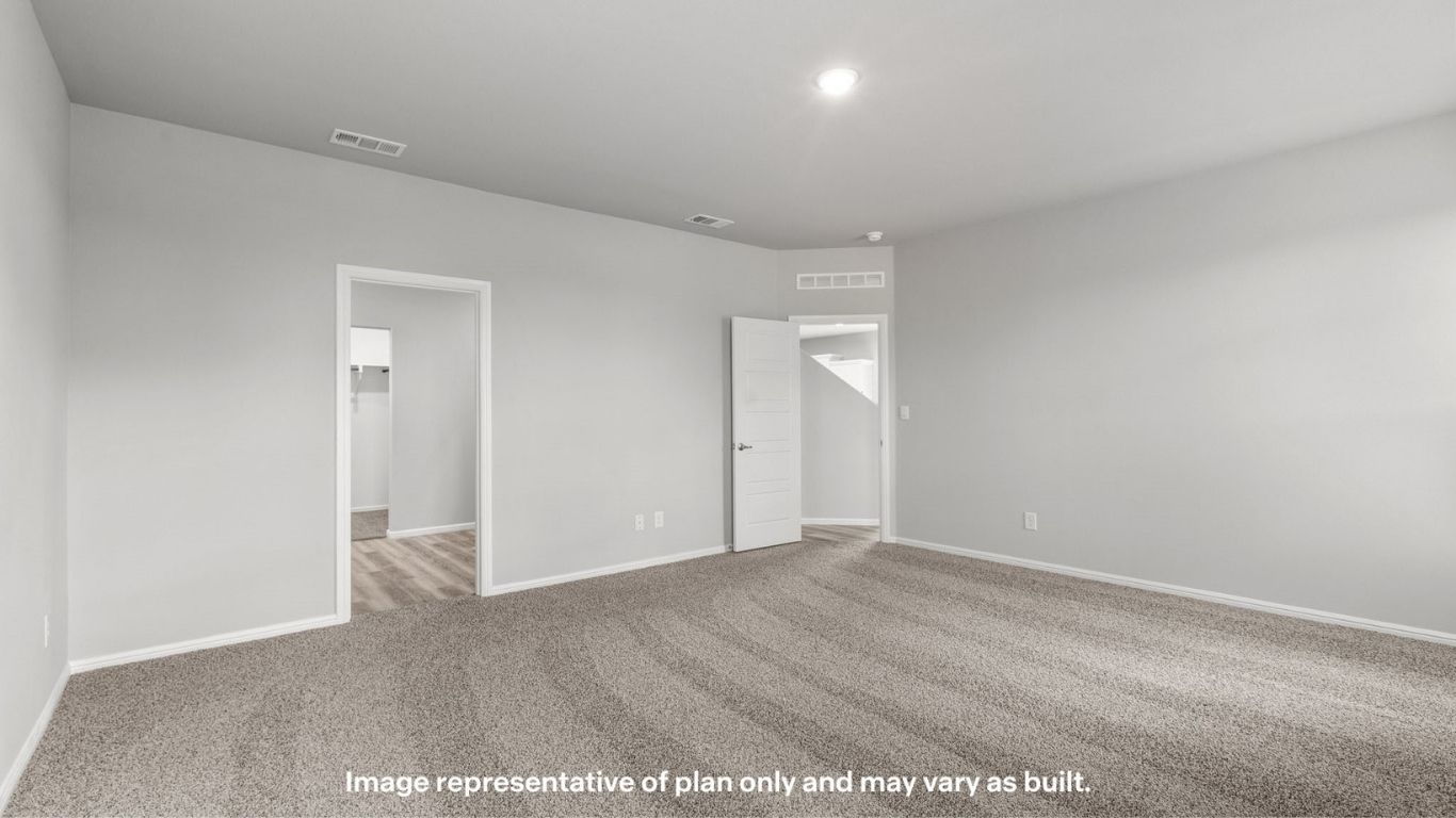 Primary bedroom with private attached bathroom and walk-in closet