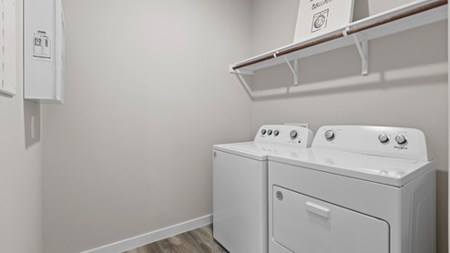 Laundry and utility room extra hanging and shelving for storage