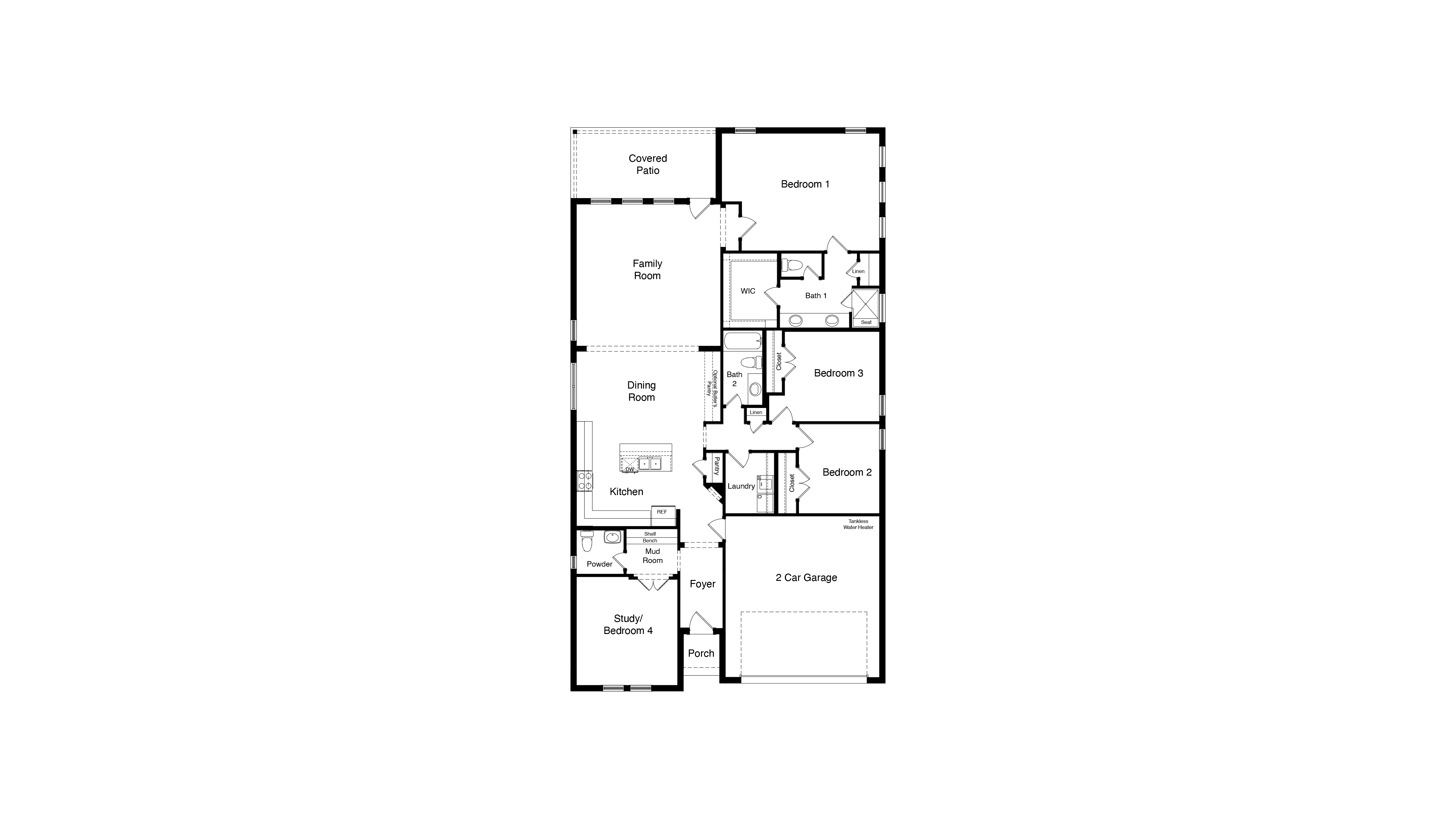 Floor plan layout of Live Oak single-story home