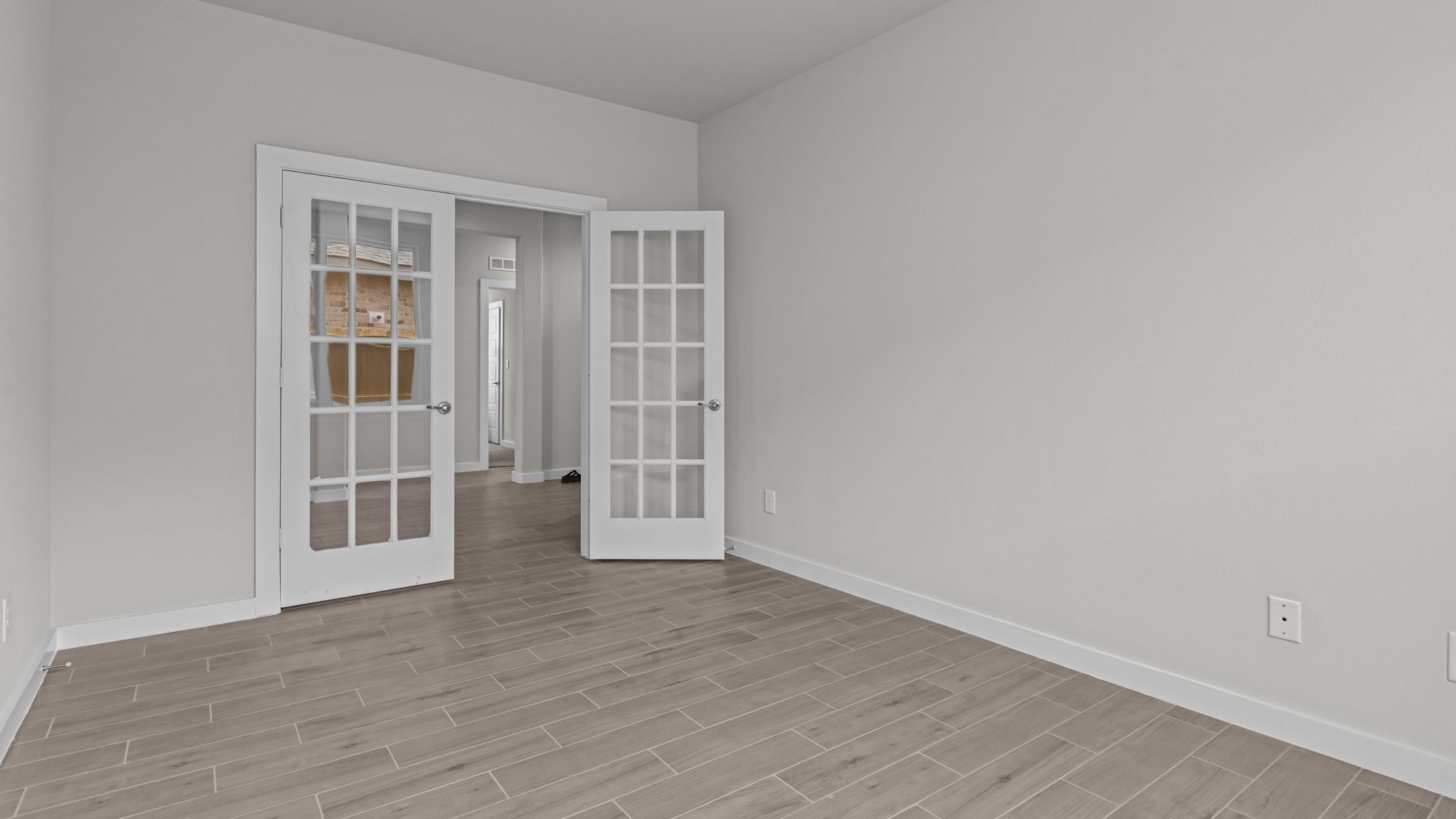 Hallway study with french doors