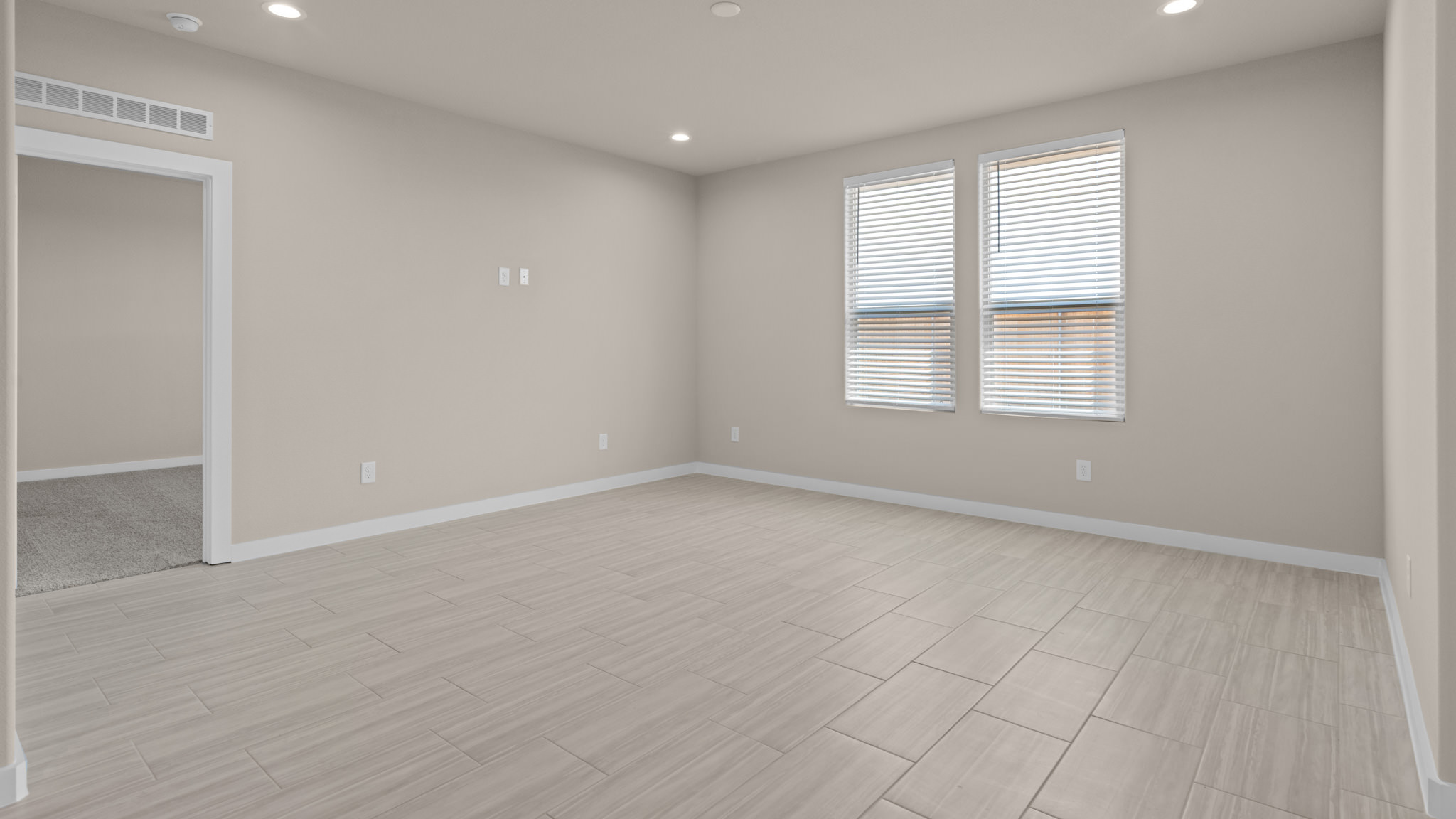 Open concept kitchen, living, family, and dining room space