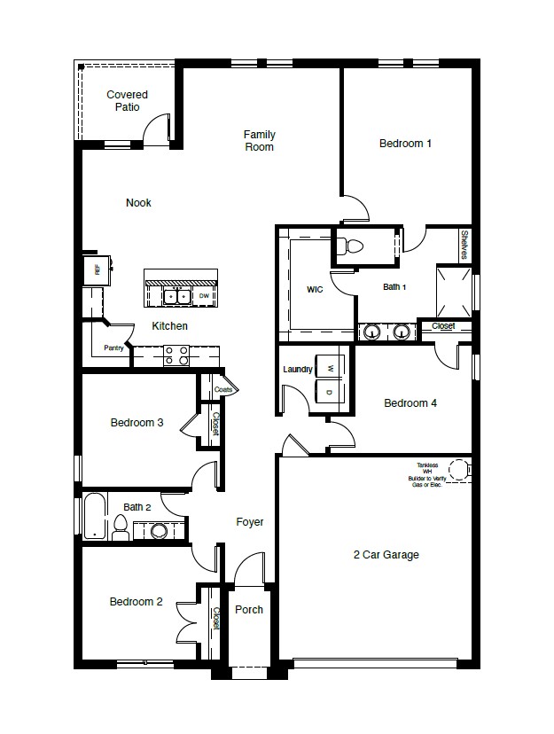 Floor plan footprint of Cali single-story home
