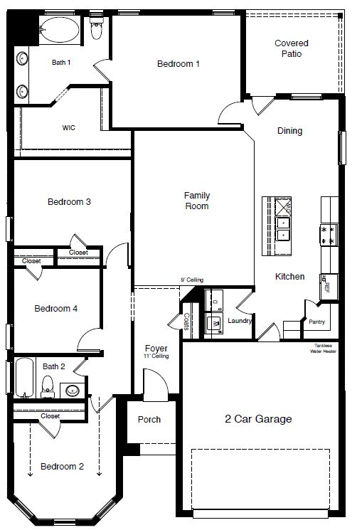 Floor plan of Oxford single-story home