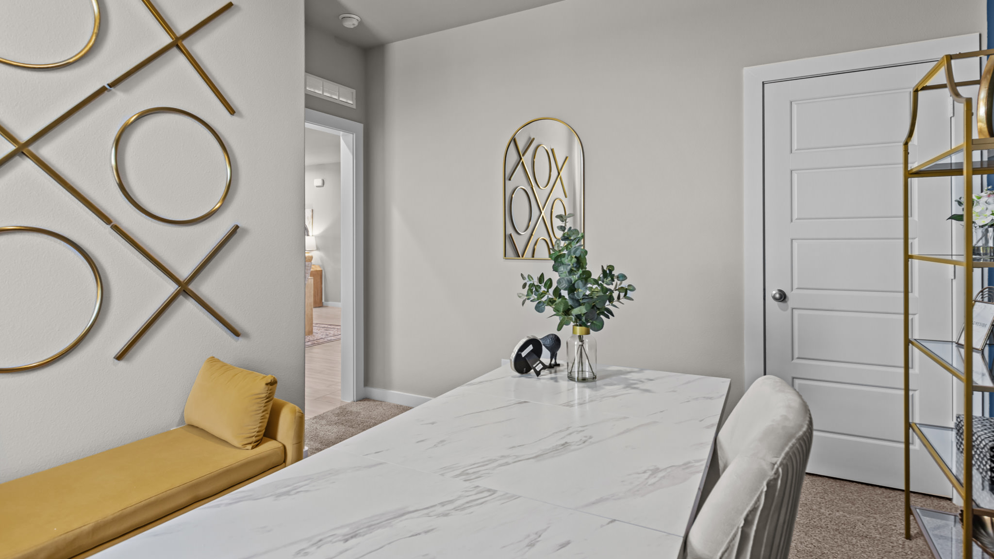 Guest bedroom decorated as comfortable home office