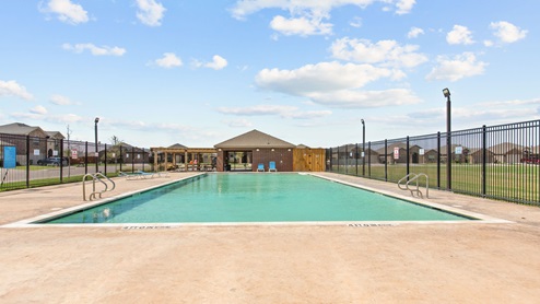 Community pool area located at community amenities center