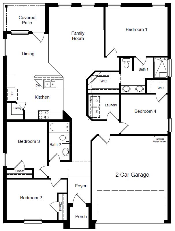 Floor plan layout of Starkville single story home