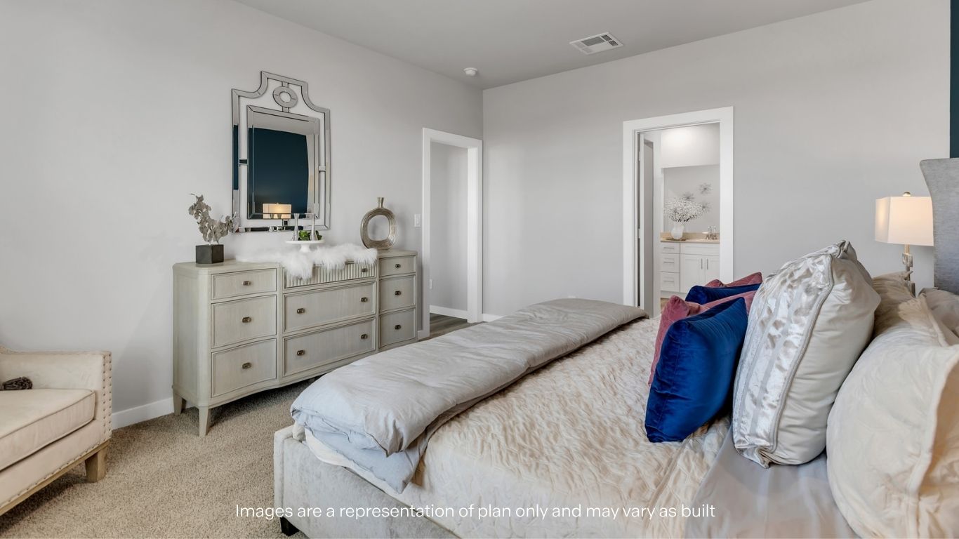 Primary bedroom with private attached bathroom and walk-in closet
