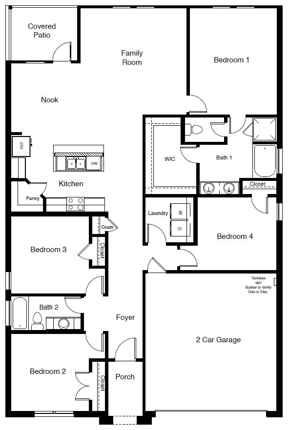 Floor plan layout of Cali single-story home