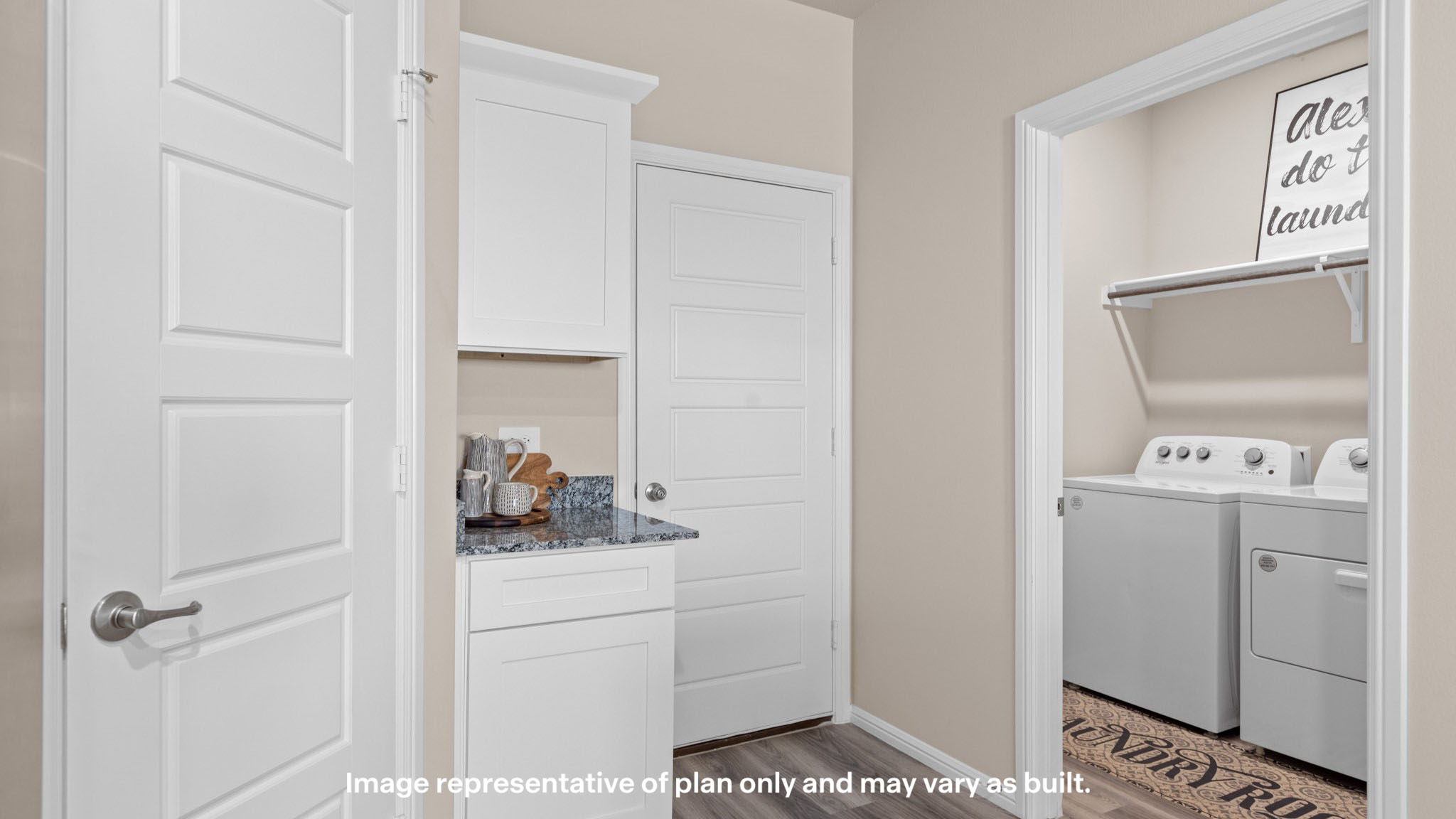 Laundry room and utility closet space with extra storage