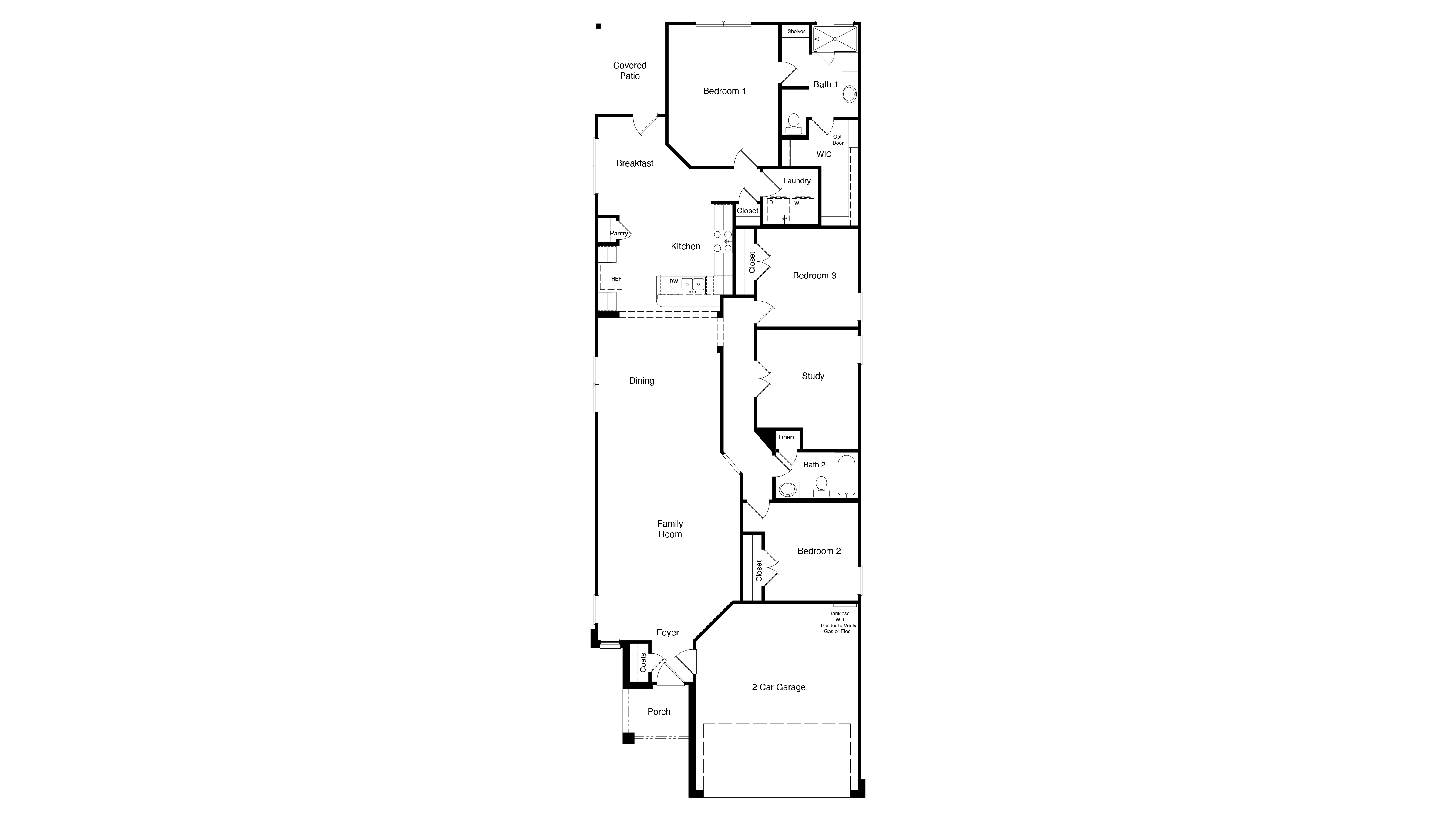 A thoughtfully designed single-story layout featuring an open-concept living space, private primary suite, dedicated study, and covered patio for seamless indoor-outdoor living.