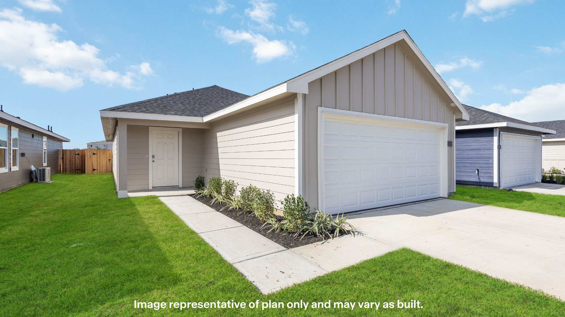 Exterior of single story modern brick style home