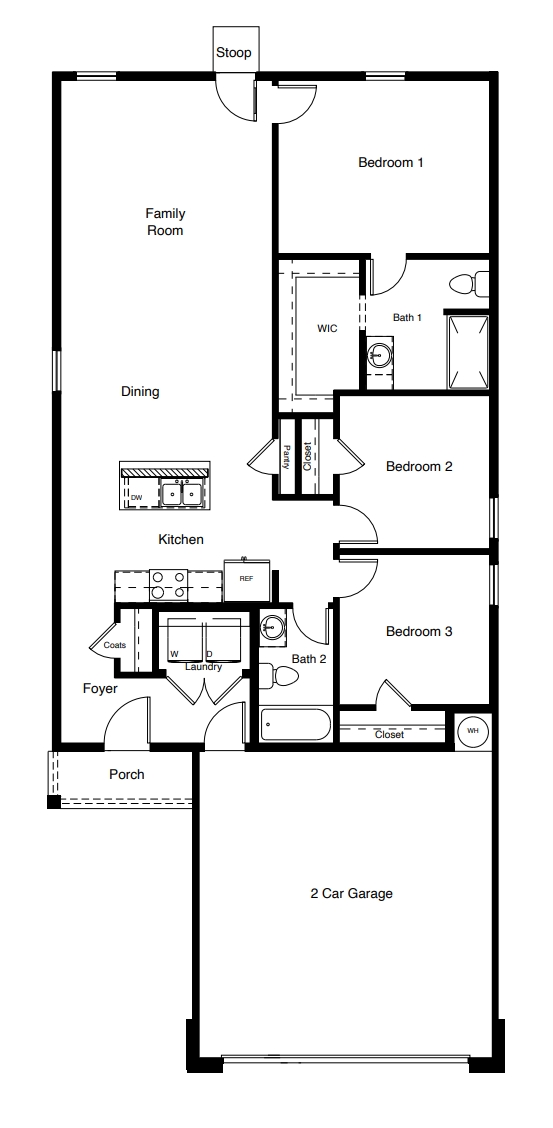 Layout of Buck single-story floor plan