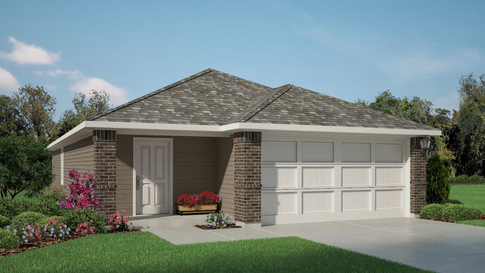Exterior rendering of single-story single-family home