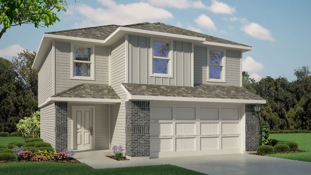 Exterior rendering of two-story modern home