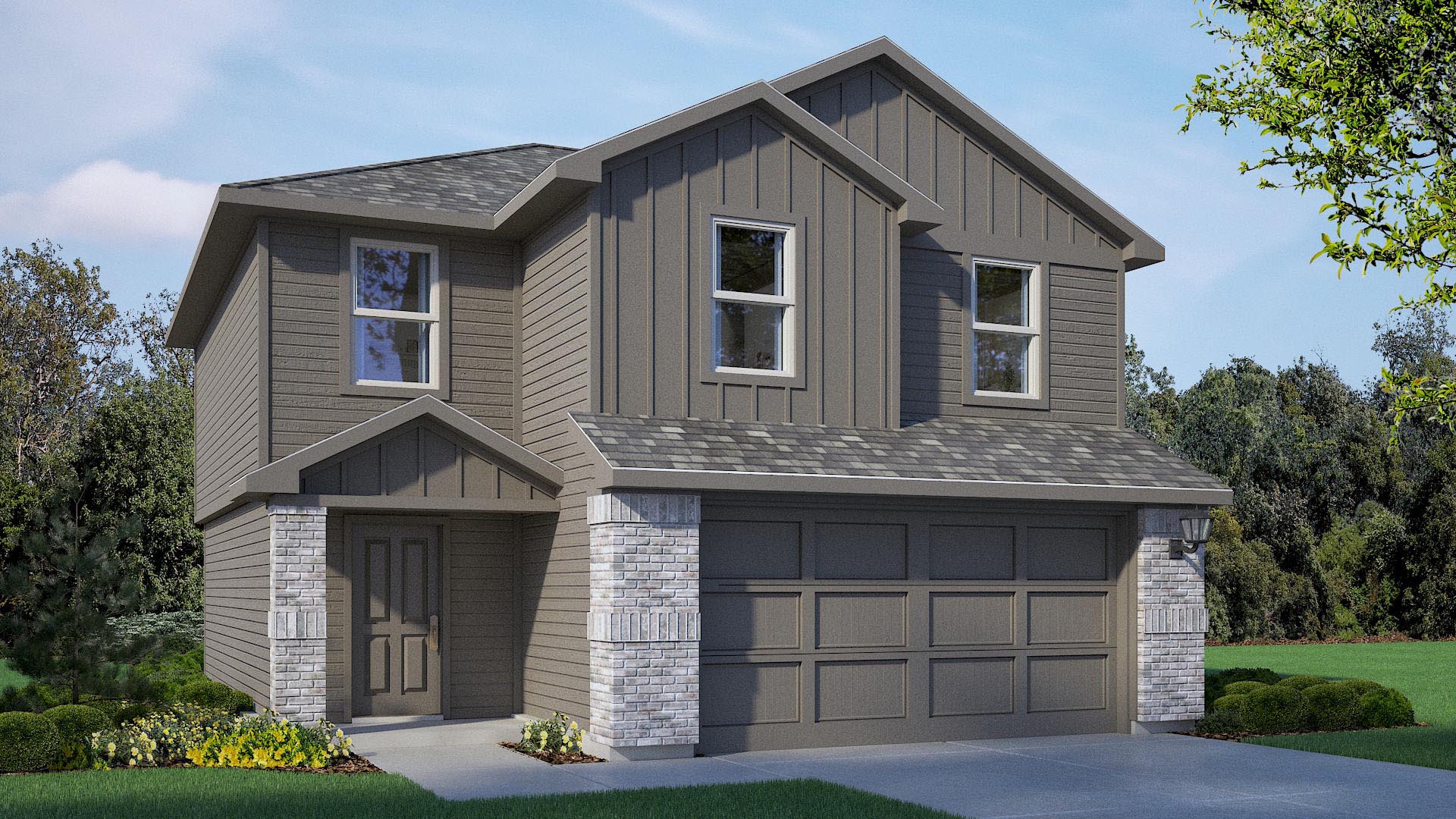 Exterior rendering of two-story single-family home