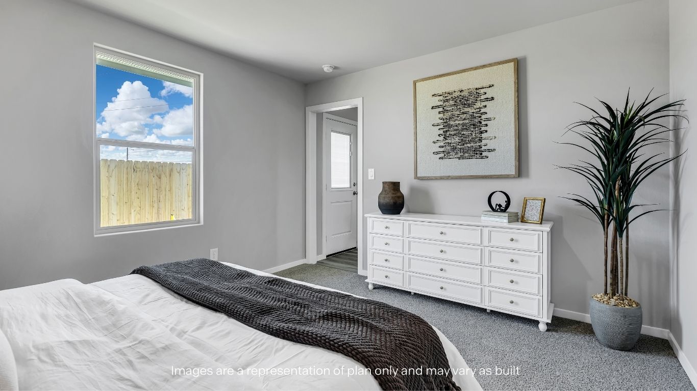 Primary bedroom with private attached bathroom and walk-in closet