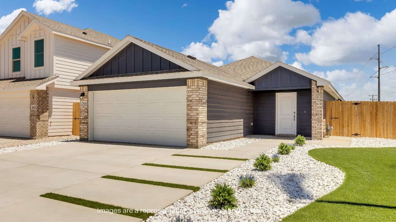 Exterior of one story modern brick home