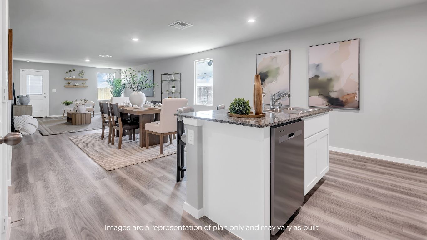 Spacious open kitchen overlooking family and living space