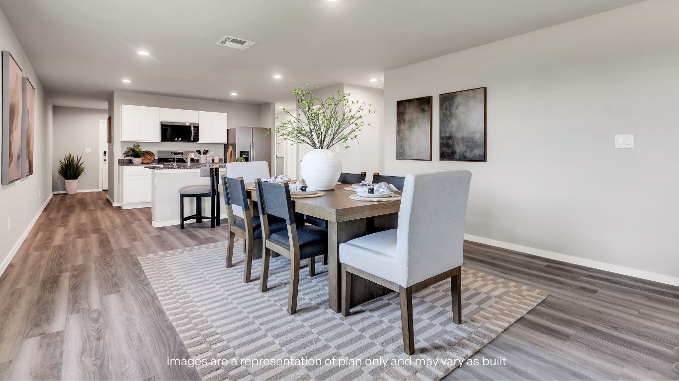 Open dining room space adjacent to kitchen