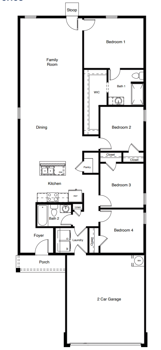 Layout of single-story Elk floorplan