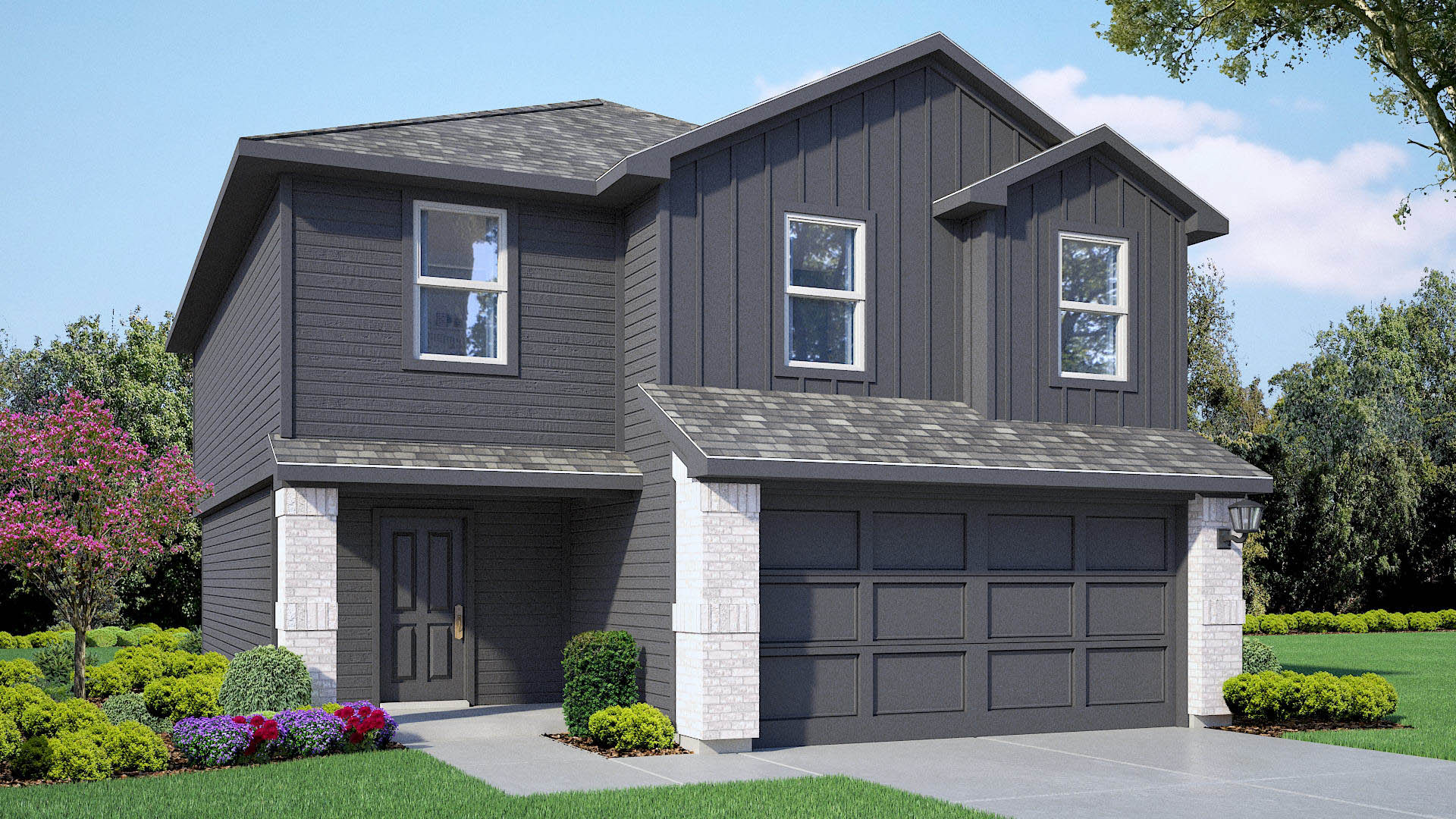 Exterior rendering of two-story family home