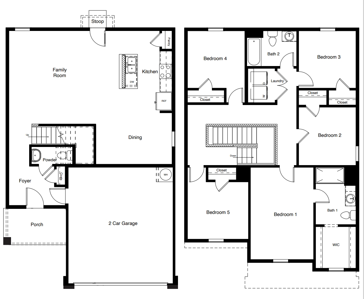 Layout of Fallow two-story floor plan