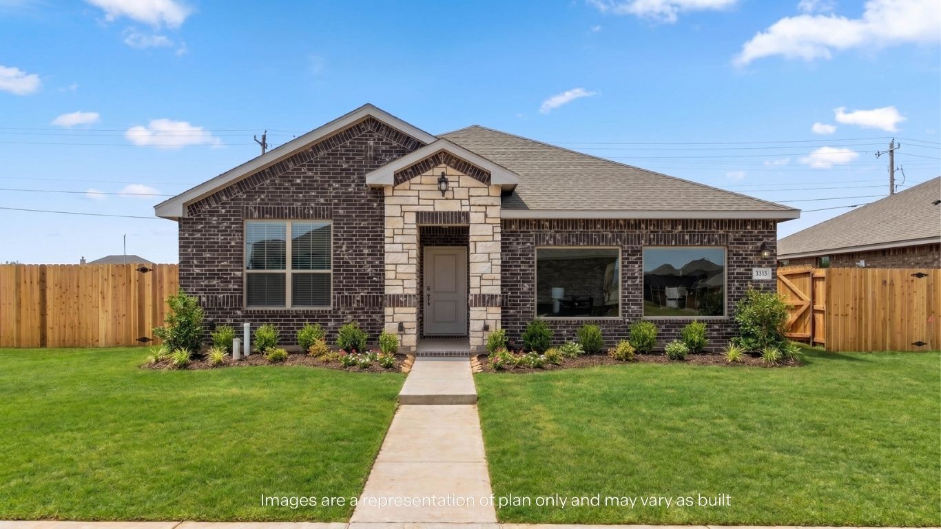 Charming brick-and-stone exterior with beautiful curb appeal and a welcoming entry.