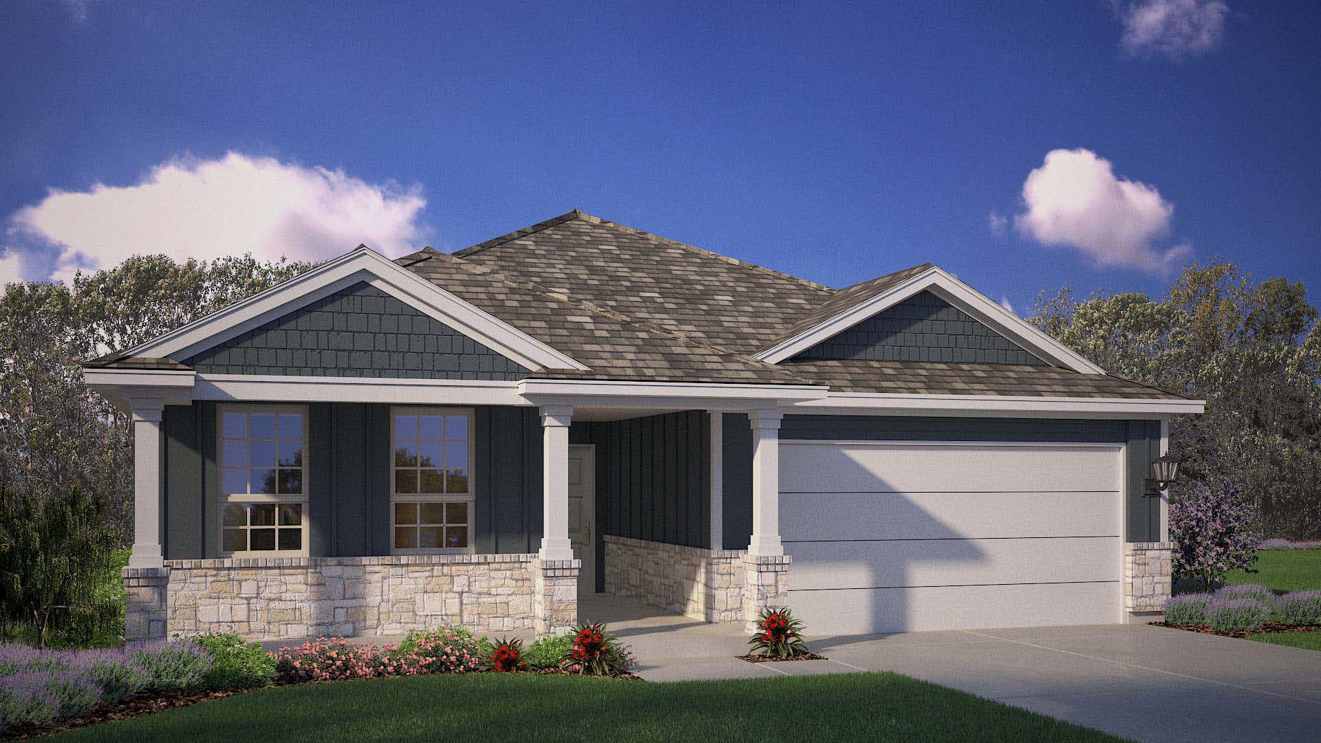 Exterior of single story modern brick style home