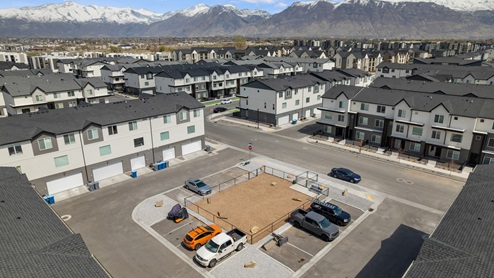 Aerial view of Edgewater townhome community in American Fork Utah.