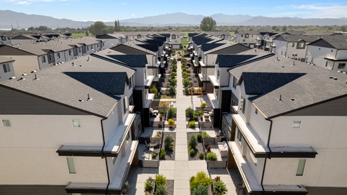 Aerial view of Edgewater townhome community in American Fork Utah.