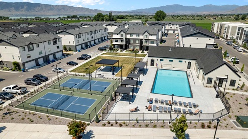 Amenities include a beautiful pool.