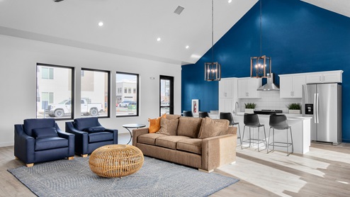 Edgewater clubhouse kitchen and living area for residents.