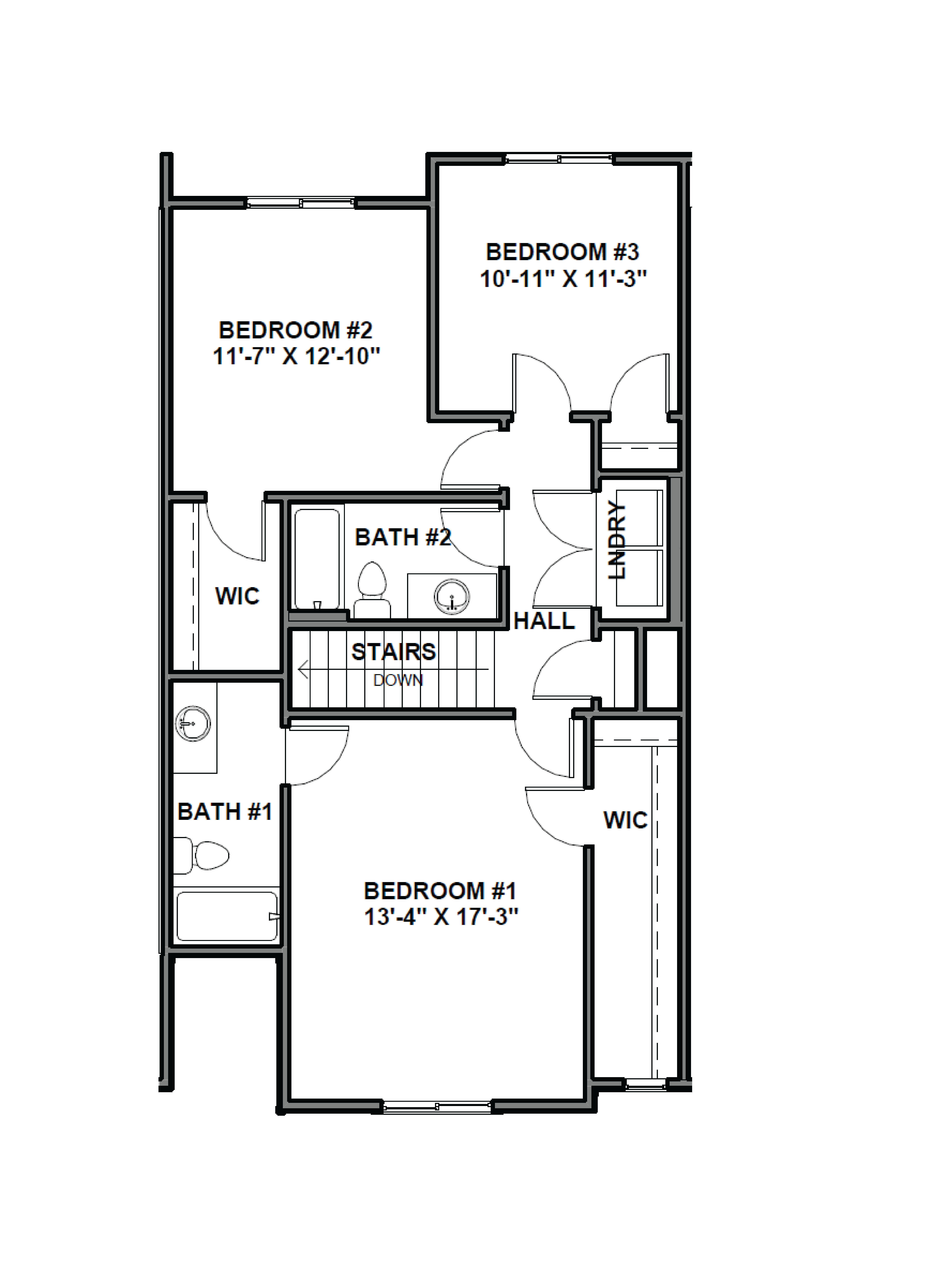 Second floor Millbrook floorplan with three large bedrooms